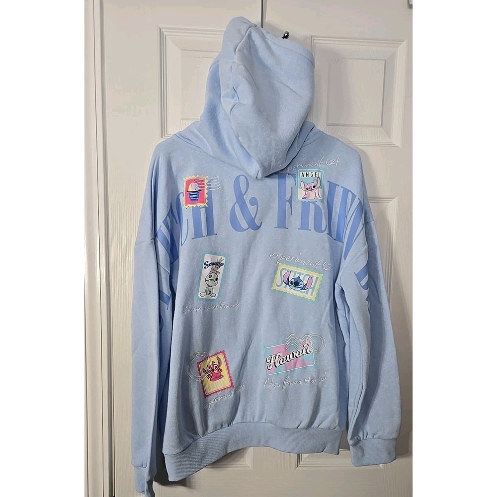 Disney Stitch Zipup Hoodie Size Medium New Light Blue - Picture 3 of 5